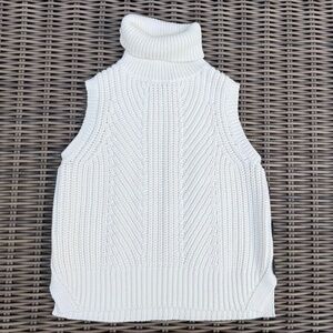 Derek Lam 10 Crosby Knit Sleeveless Turtleneck with Button Accent Cream Size S